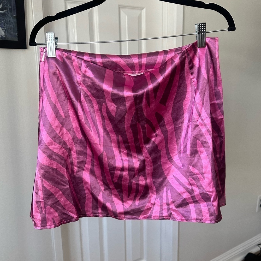 Another Reason a-line mini skirt in satin zebra